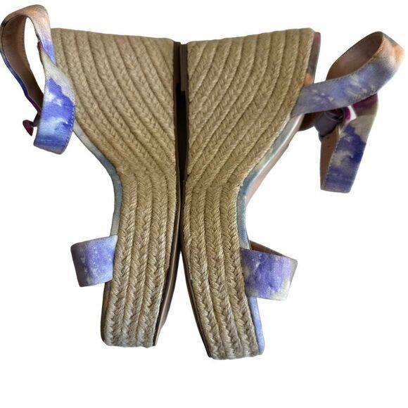Chelsea & Violet Henna‎  Pastel Multi Color 7 Tie Dye Espadrille Wicker Wedge - Picture 7 of 13